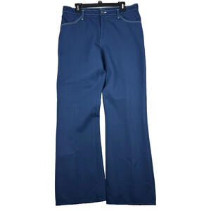 VTG 60s 70s Farah Mens 34x32 Blue Bootcut Uniform Trousers Pants Scovill Zip USA